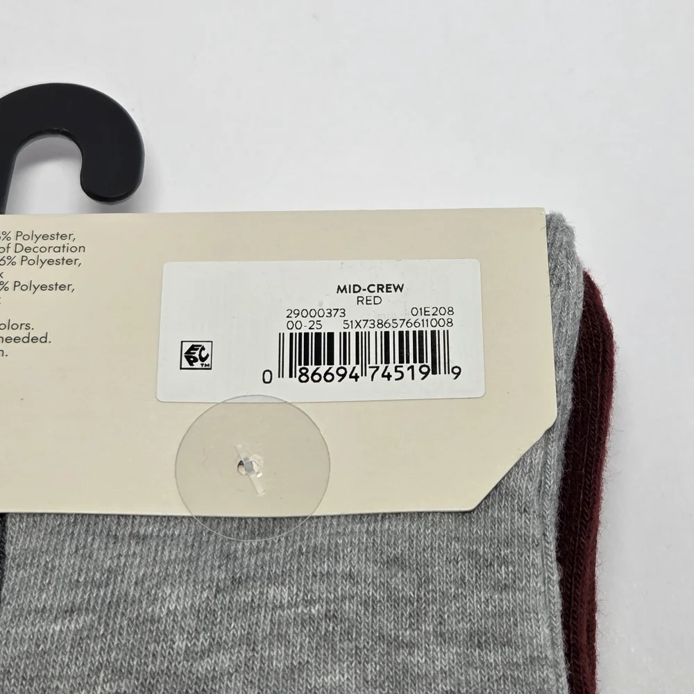 No Boundaries Women's Mid-Crew Socks 6 Pairs Bow‎ Multicolor Size 4-10